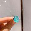 European-American Rectangular Paraiba Zircon Ring - Women's Emerald Imitation Ring