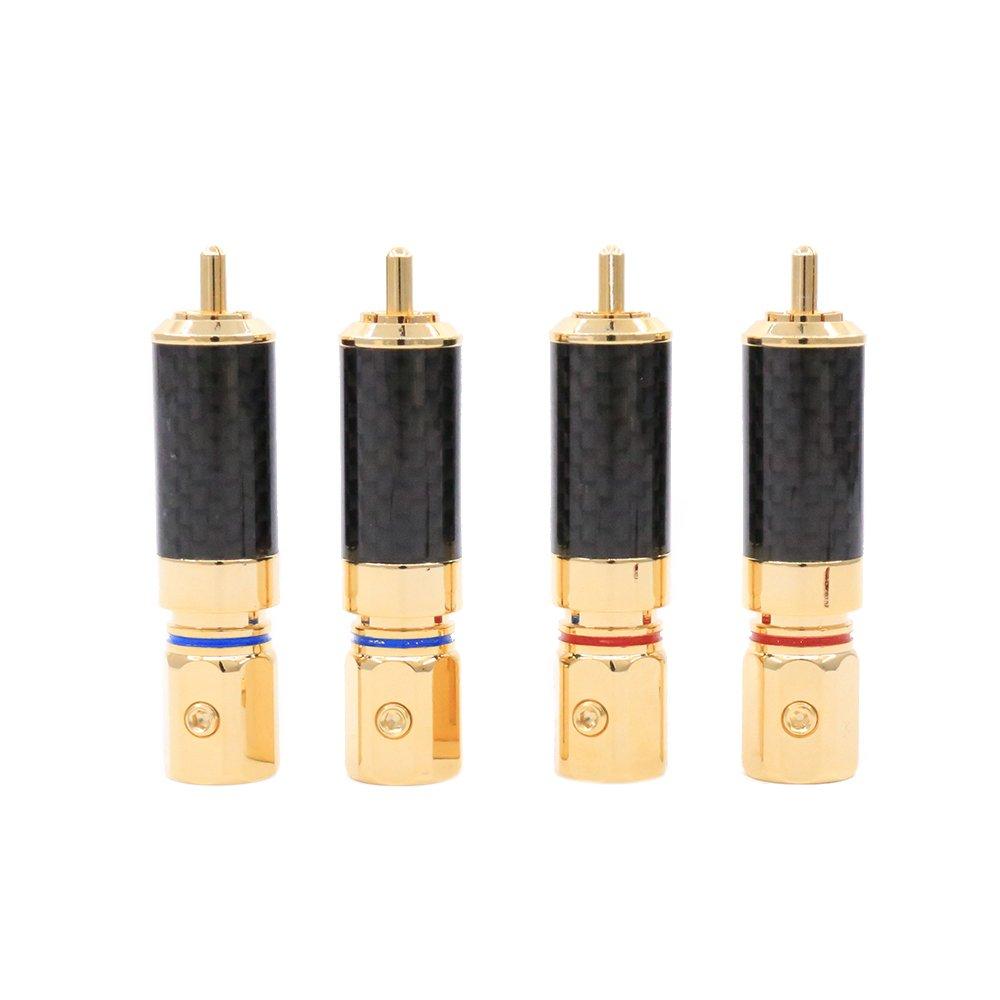 Vibow RCA Male Plug Jack Audio Connector Adapter Gold Plated 4-Pack