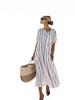 Temperament Bow Pocket Short Sleeve Loose Maxi Dress