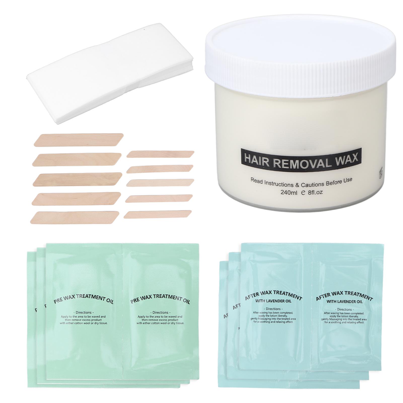 

Микроволновая эпиляция воском Очищающие салфетки Аппликатор для воска Набор депиляционного воска для рук ног (240мл)