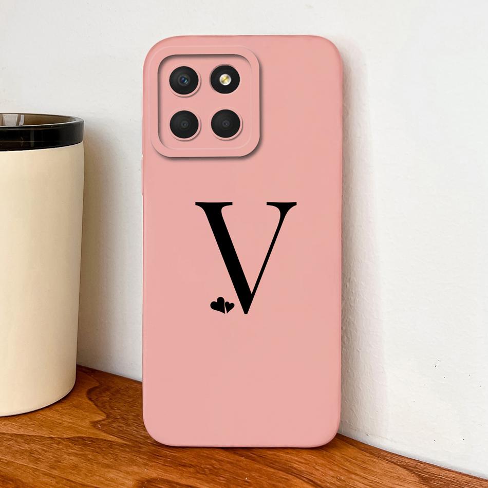 For Honor X8 X8A X8B X8C Case Simple Heart Letters Full Protection Phone Cases For Honor X 8 5G Soft Liquid Silicone Back Covers