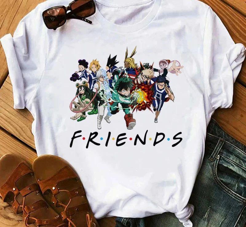 Japanese Anime My Hero Academia Graphic Fun Print T Shirt Fashion Women Retro Cotton T-shirt  Summer Loose Y2K Top T-Shirt