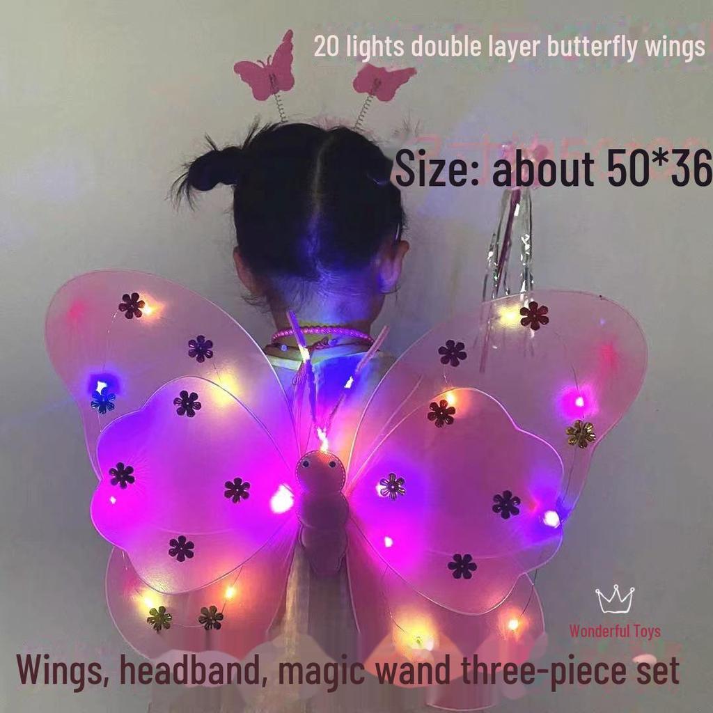 LED20 Luminous Butterfly & Angel Wings Toy Set for Kids - Three Pieces
