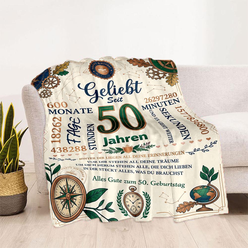 Happy 50th Birthday Quotes Blanket Comfortable Perfect for Livingroom Office Chair Bed All-Season Use Modern Style Best Holiday Gift for Friends Famil