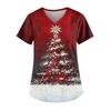3D Snowman Print V-Neck Short Sleeve T-Shirt Women Men Casual Workwear Comfort Fit 2025