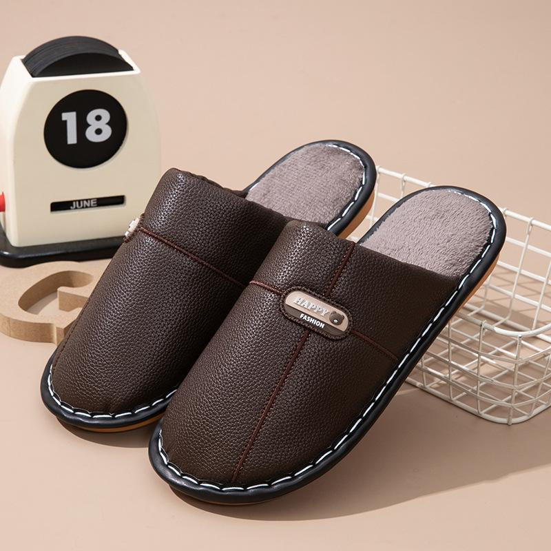 

Хлопковые тапочки, теплые осенью и зимой, на толстой подошве, водонепроницаемые, нескользящие и грязеотталкивающие для домашнего использования, зимние тапочки для согревания ног для пар Male 44-45 is suitable for size 43-44