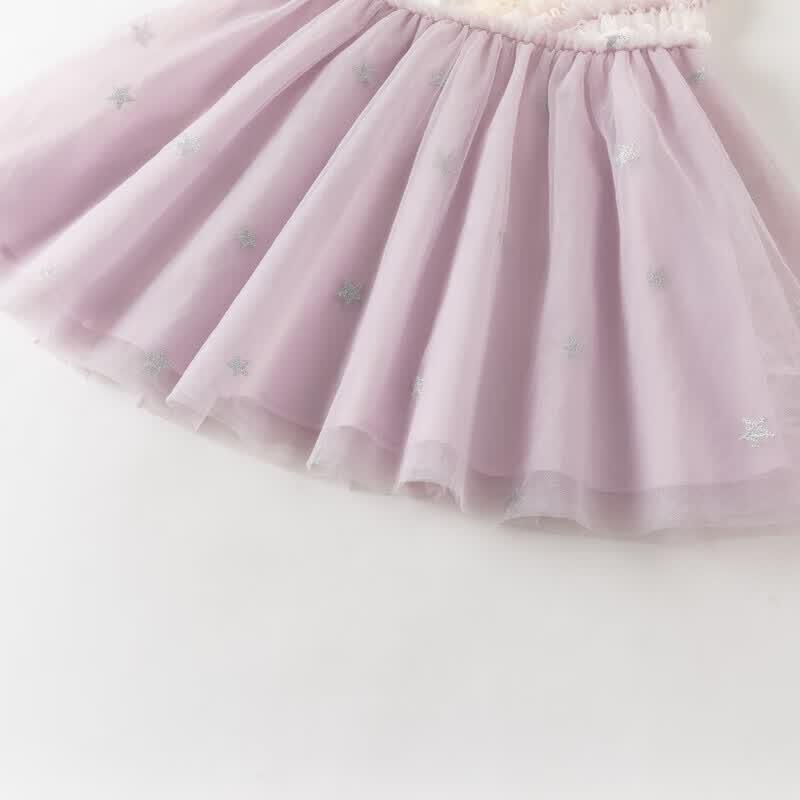 DAVE & BELLA Girls' Swan Print Mesh Princess Dress