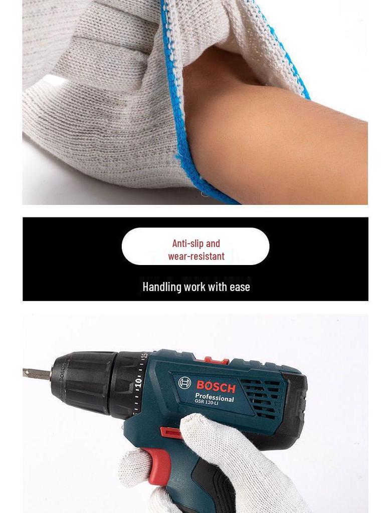 Durable Wear-Resistant Nylon Labor Gloves - Thickened Cotton Liners for Machinery & Construction, Unisex