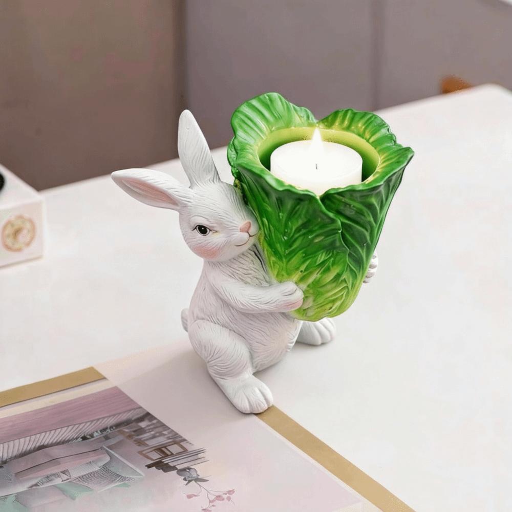 Heat Resistant Candle Holders Cartoon Resin Sculpture Landscape Bunny Ornaments  Dining Party