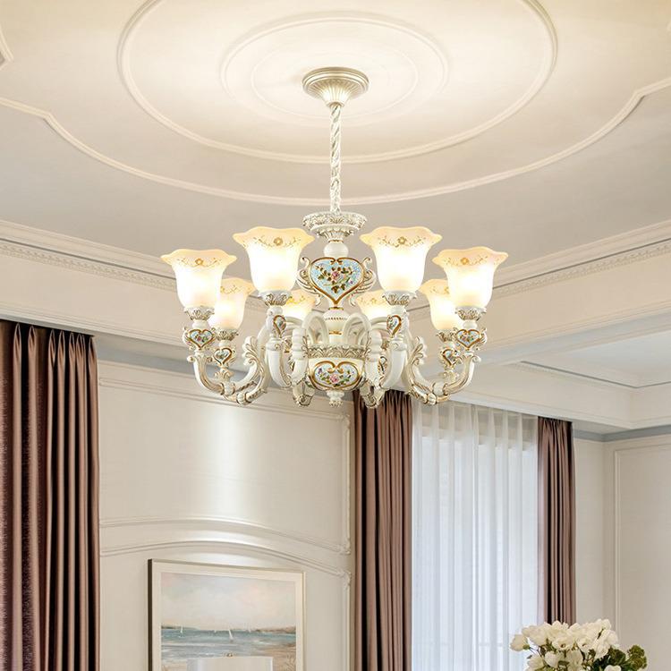 European Retro Resin Chandelier for Living Room, Restaurant, or Bedroom - Warm Atmosphere and Unique Style