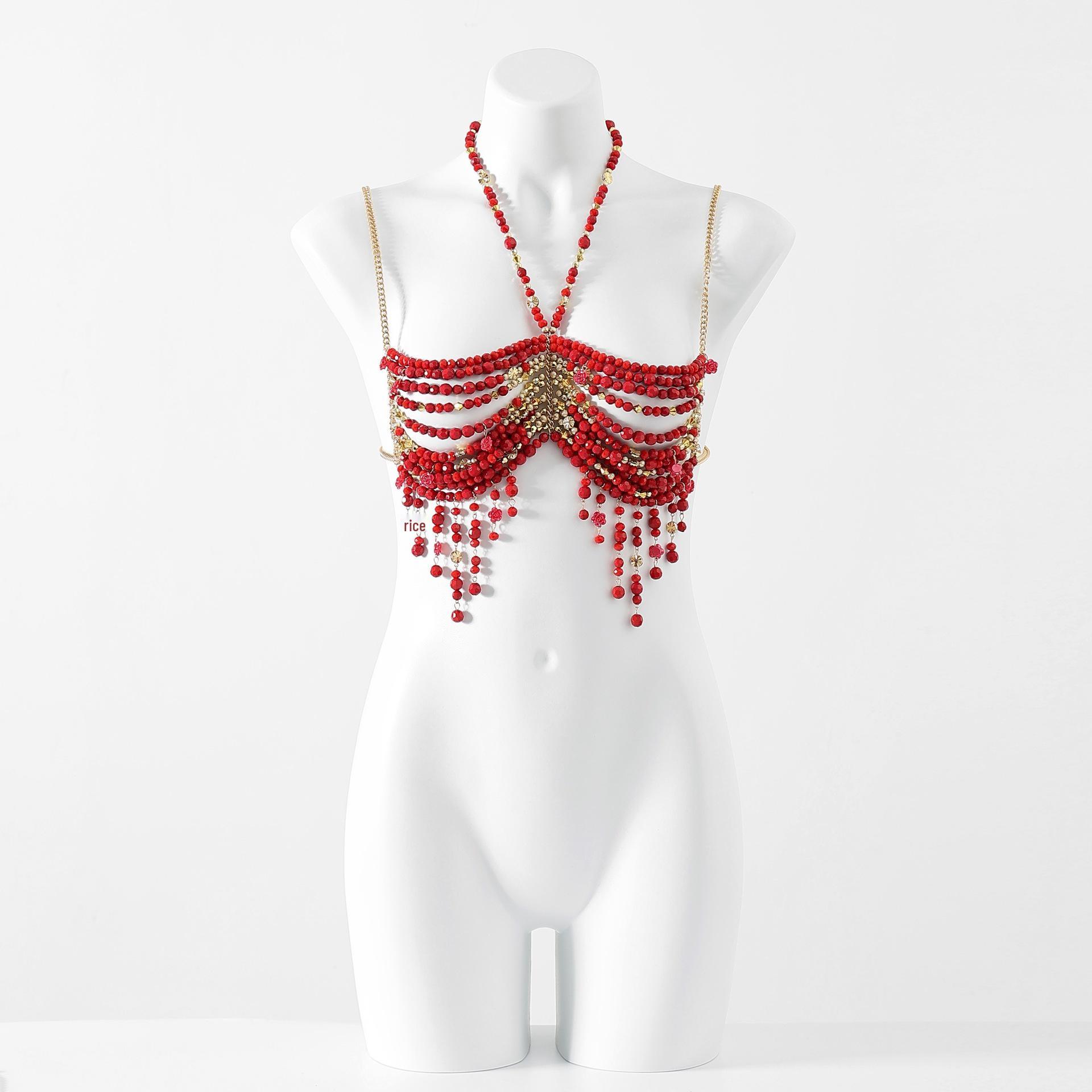 Elegant Pearl Tassel Body Chain Necklace for Women - Trendy European & American Style One Size