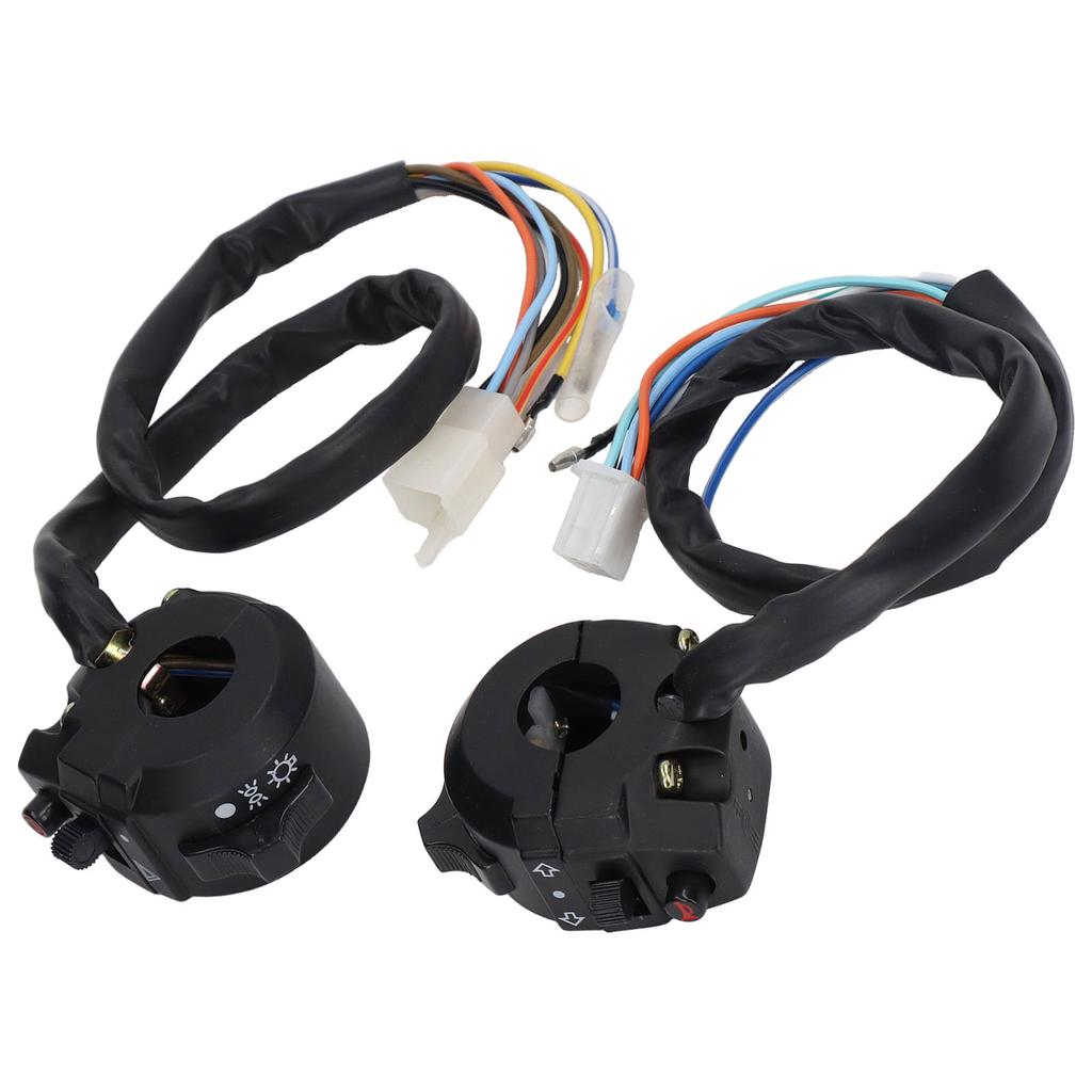 Pair Motorcycle Handlebar Switch Assembly Headlight Turn Signal Horn Control Replacement for CG125