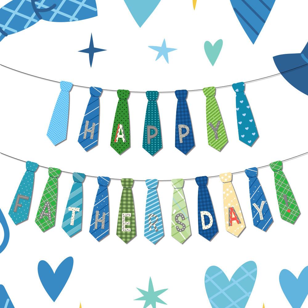 Day Father Themed Tie Patterns Banner Celebration Scene Props Decoration