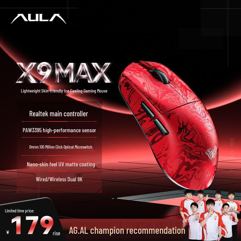 AULA X9Max Lightweight Tri-Mode 8K Wireless Gaming Mouse