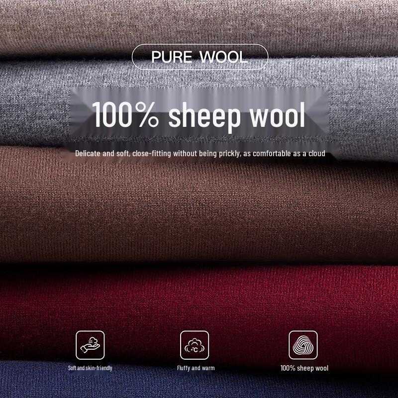 SEPTWOLVES Men's 100% Merino Wool Round Neck Sweater