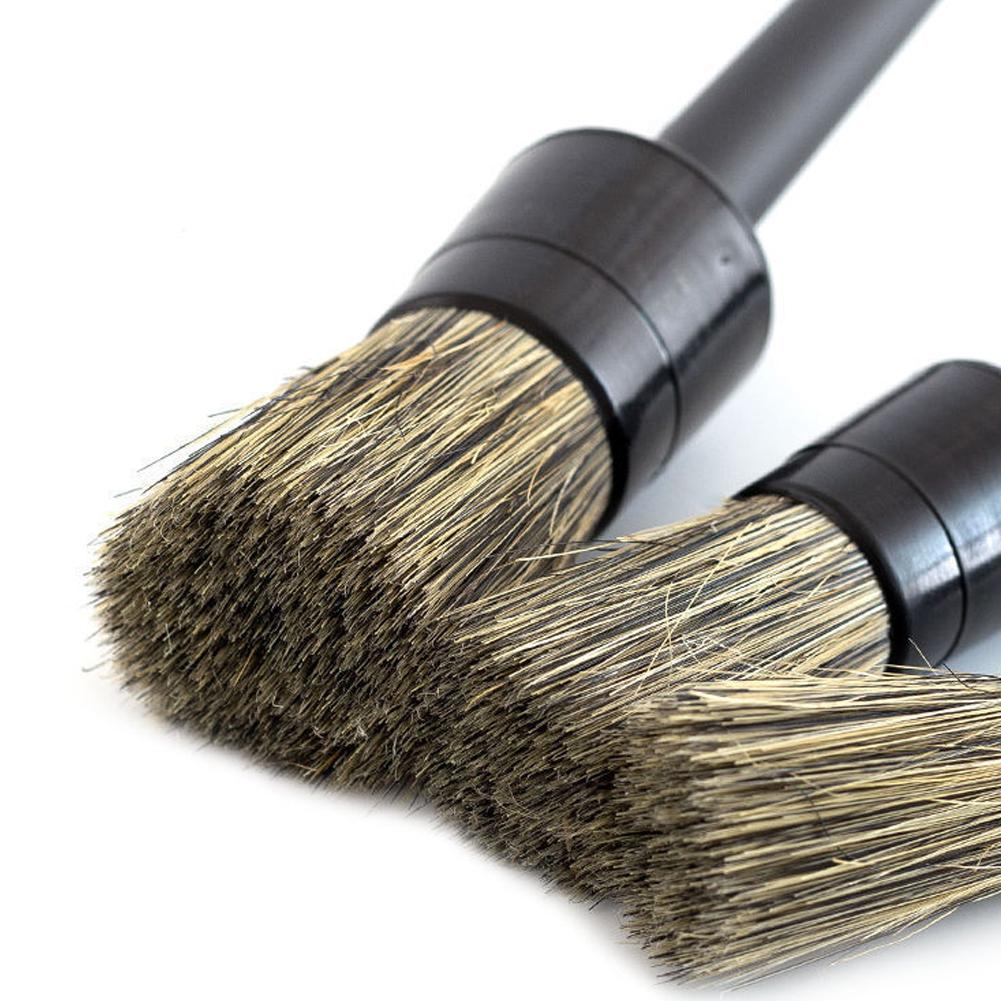 Car Exterior Interior Detail Brush Boar Hair Bristle Brushes for Car Cleaning Auto Detail Tools Dashboard Cleaning Brush 3pcs