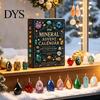 Mineral Collection Box Gemstone Advent Calendar, 24-Day Christmas Countdown Set with 2D Unique Holiday Home Decor Acrylic Ornaments, Tree Hanging