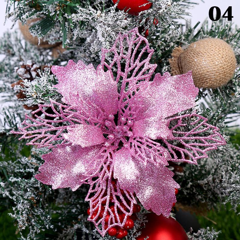 1PC Decor Tree DIY Christmas Flowers Glitter Hollow Romantic Artificial Flower Christmas Decoration
