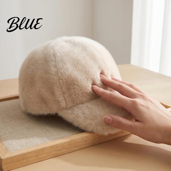 Solid Color Fuzzy Hat Plush Faux Fur Baseball Cap for Men Women, Fluffy Winter Warm Stretchy Cold Weather Accessories Cap, Adjustable Unisex