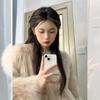 Autumn and winter new round neck imitation fox hair small short loose thickened fluff Internet celebrity coat women