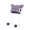 Cute Fashion Autumn Winter Cat Ears Hats For Women Girls Punk Striped Thickened Warm Cap Hairball Pendent Cold-Proof Hat Gifts