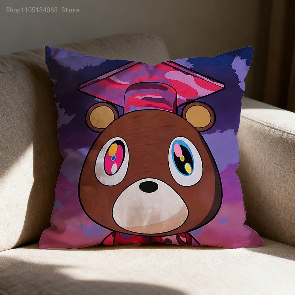 D-Dropout Bear YE Pillow Case Print Polyester Fiber 40X40 cm Home Sofa Throw Cushion Cover Decoration