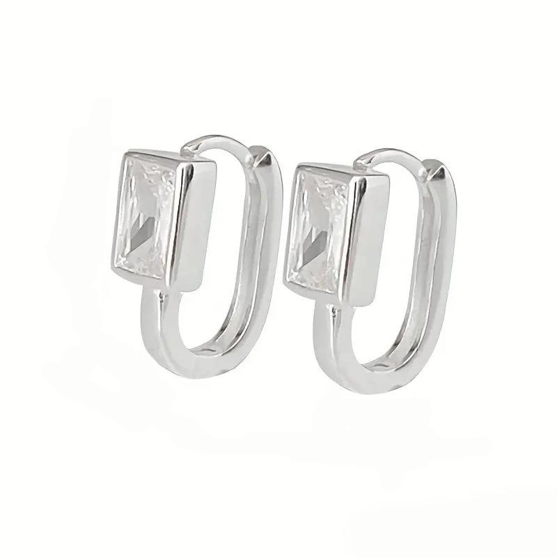 Geometric Square Simple Ear Buckle Women, Daily Matching French Temperament Elegant Earrings