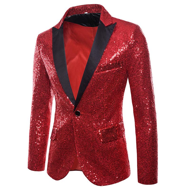 

Gold Sequin Performance Evening Suit for Men - Nightclub, Host, or Photo Studio Wear (XZ28) Extra Large красный
