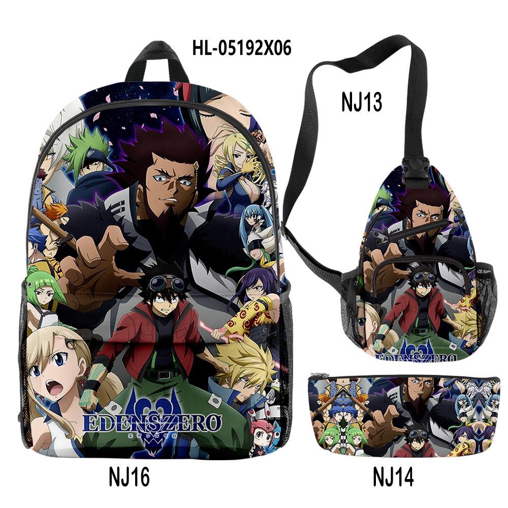Classique Nouveauté Particulier Cool Edens zero Impression 3D 3 pièces/Ensemble élève Sacs d'école Sac à dos pour ordinateur portable de voyage Sac de poitrine Trousse à crayons