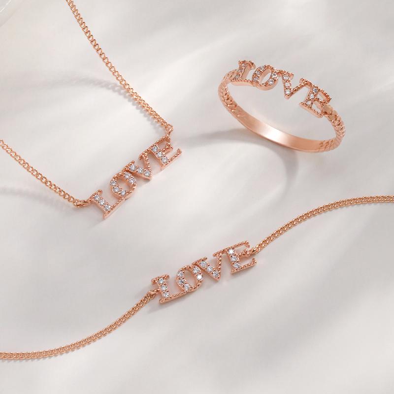 Mcel 14K Love Poem Initial Necklace