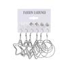 European and American Personality Trend Five-pointed Star Circle Alloy Earrings INS Wind Pearl Diamond Stud Earrings 1 Pair