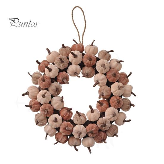 Decorative Fall Pumpkins Velvet Pumpkin Wreath Door Hanger, Thanksgiving Garland, Rustic Autumn Table Centerpiece Harvest Decor for Entryway