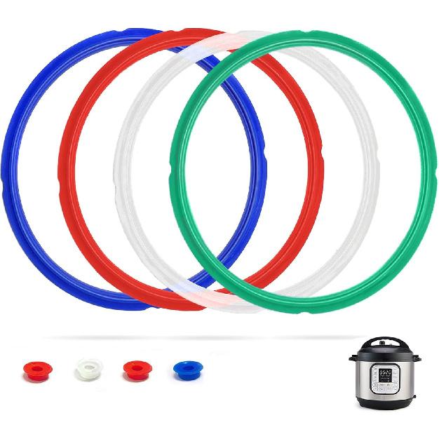 3 Pack Sealing Ring 6 Qt for tant Pot Sealing Rings Replacement for 5/6Qt tant Pot Seal, With 3 Float Valve Caps, Food-grade Silicone tapot Gasket