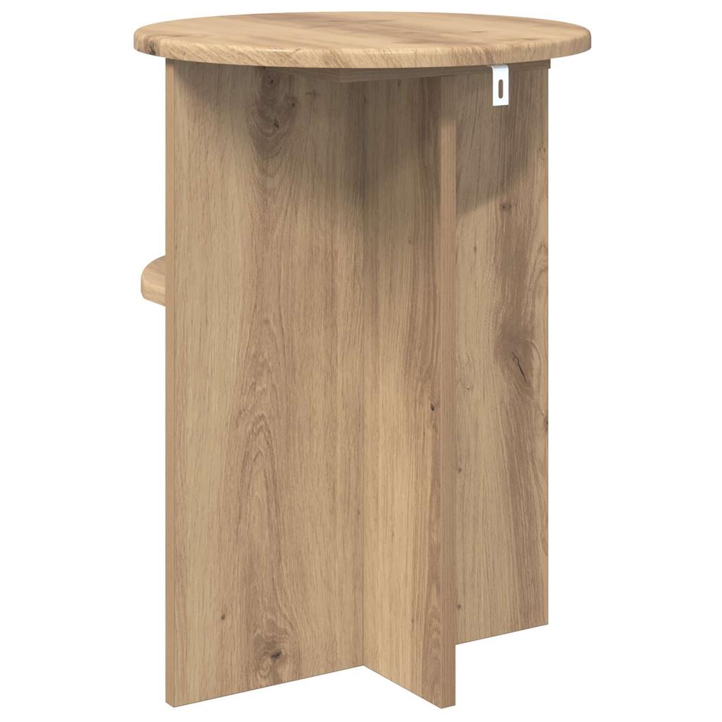 Side Table Artisan Oak Ø 39.5 X 55 Cm Engineered Wood