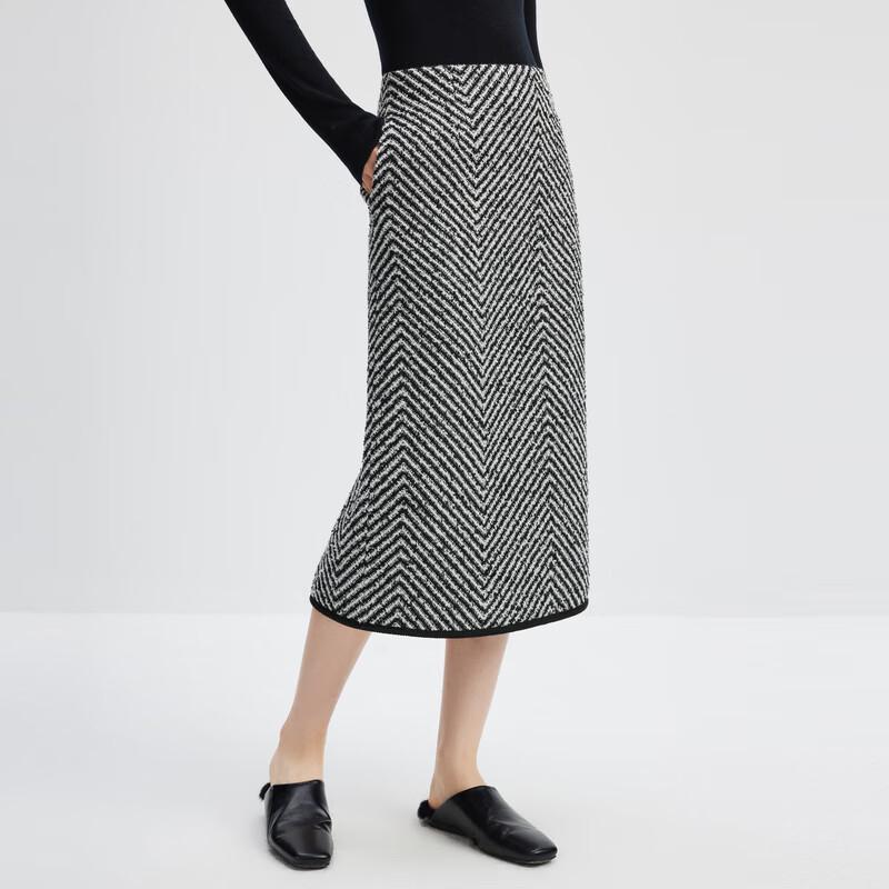 Классическая твидовая юбка миди в клетку  гусиная лапка S