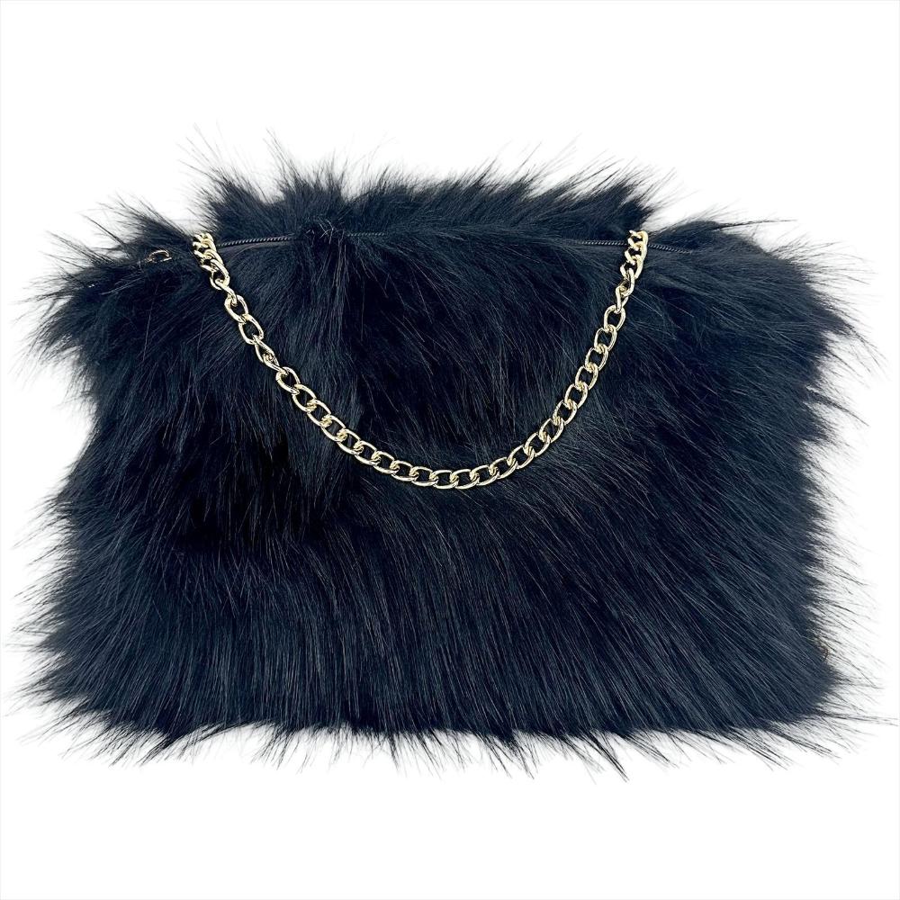 2025 Zima Nové Plyšové Spojkové Kabelky Imitace Mývalí Srsti Dámská Kabelka do Podpaží Evropský Americký Trendy Řetízek Dámské Ramenní Kabelky Dámská Měkká Nadýchaná Kabelka