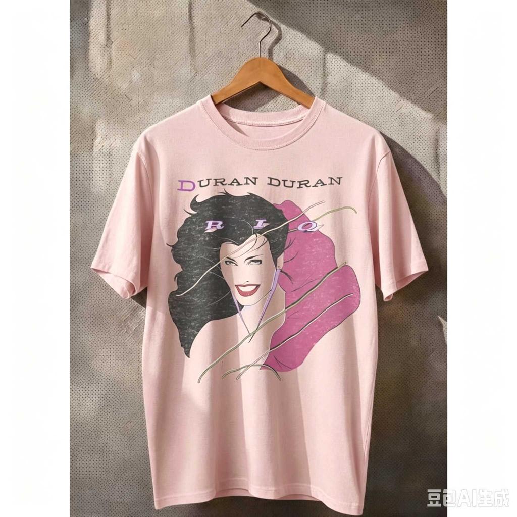 Duran Duran Rio Band Grafik T-Shirt Unisex Locker Weiche Baumwolle Kurzarm T-Shirt Vintage 80er Rock Album Kunstdruck Lässiges Streetwear Oberteil für Männer Frauen