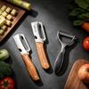 Овощечистка Ультрапрочная Кухонная Чистка для Фруктов Многофункциональный Нож для Фруктов Открывалка для Бутылок Кухонный Нож-Чистка Деревянная Ручка