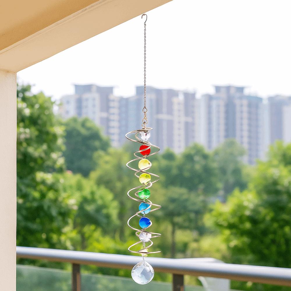 Car Pendant 3D Crystal Rotate Sun Catcher Colorful Decorative Sun Catcher Wind Chime Hangings Spinner Gazing Ball Window