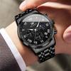 OLEVS Men's Black Analog Quartz Watch 30M Water Resistant Stainless Steel Chronograph Date Large Dial Moonwatch