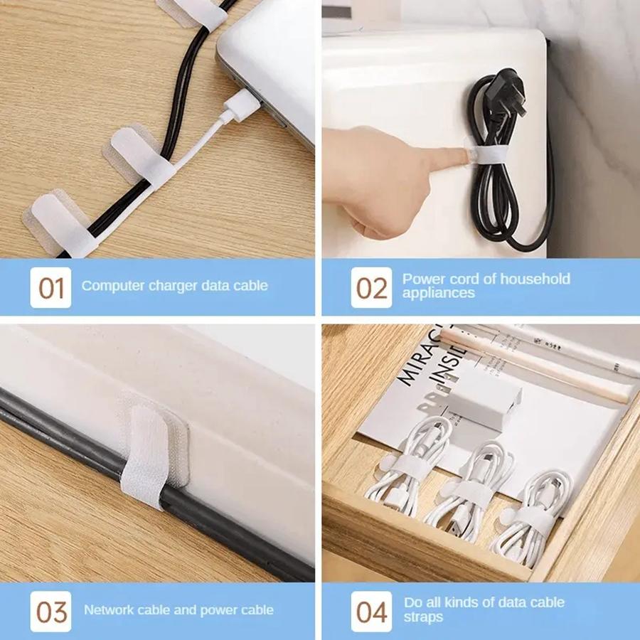 10/20Pcs Releasable Cable Organizer Ties Mouse Earphones Wire Management Nylon Cable Ties Reusable Loop Hoop Tape Straps Tie