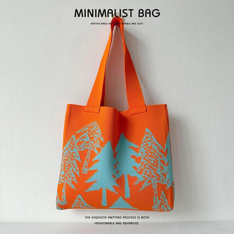 Weihnachtsbaum Gestrickte Große Kapazität Handtasche Weibliche Mode Hundert Wald Liebhaber Straße Kreative Hohe Aussehen Ebene Schulter Tasche