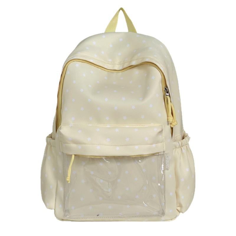 Schoolbag1011 new contrasting color transparent polka dot backpack female cute student schoolbag transparent pain bag girl backpack