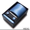 Tie Handkerchief Cufflink Set For Men Necktie Holiday Gift Box Blue Gold Suit Accessories Slim Wedding Gravatas