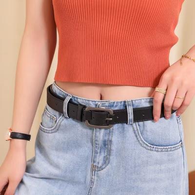 Herren Schwarzgürtel Damen Retro Dornschließe Gürtel Lässiger Jeansgürtel