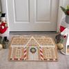 Christmas Gingerbread House Floor Mat Entrance Non Slip Water Absorbent Easy To Clean Festive Atmosphere Decorat Carpet