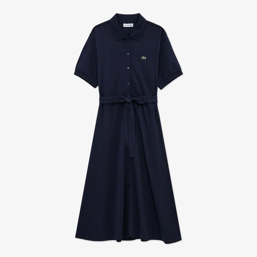 Lacoste Women's Fit and Flare Short Sleeve Pique Dress EF211E-56GHDE