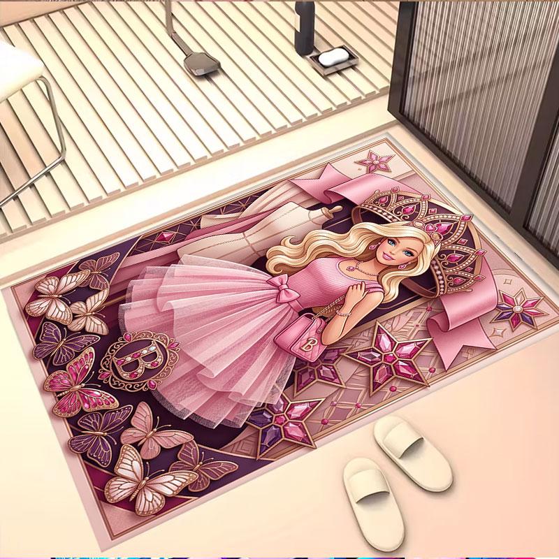 Barbie Print Rug, Washable Floor Carpet, For Entryway Dorm Laundry Room Office Study, Home Decor Birthday Christmas Gift