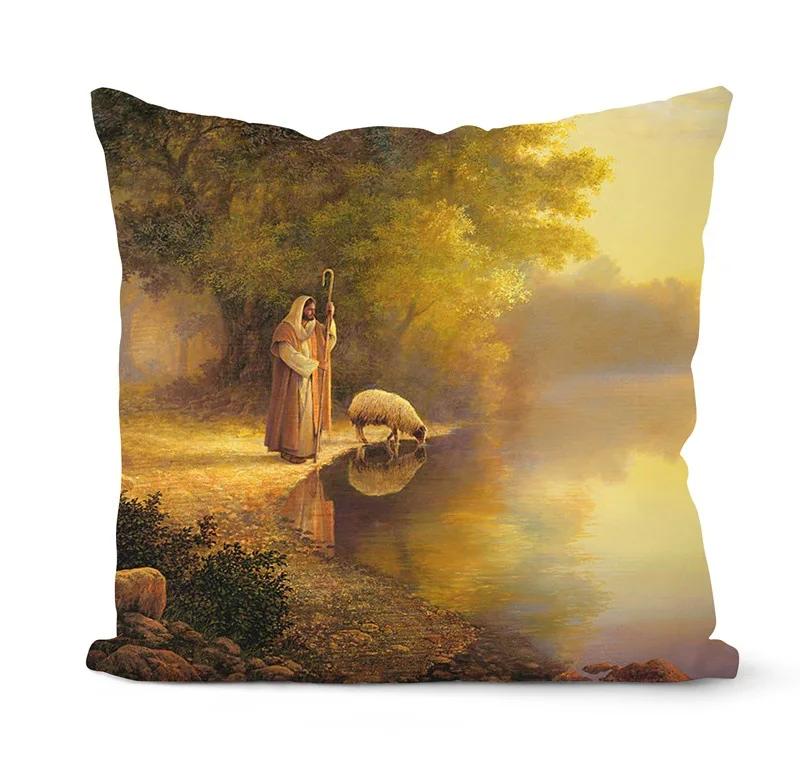 Nativity Cushions Case Retro Oil Painting Christmas Pillowcase Hot Jesus Christ Print Throw Pillows Case Sofa Chair Room Decor