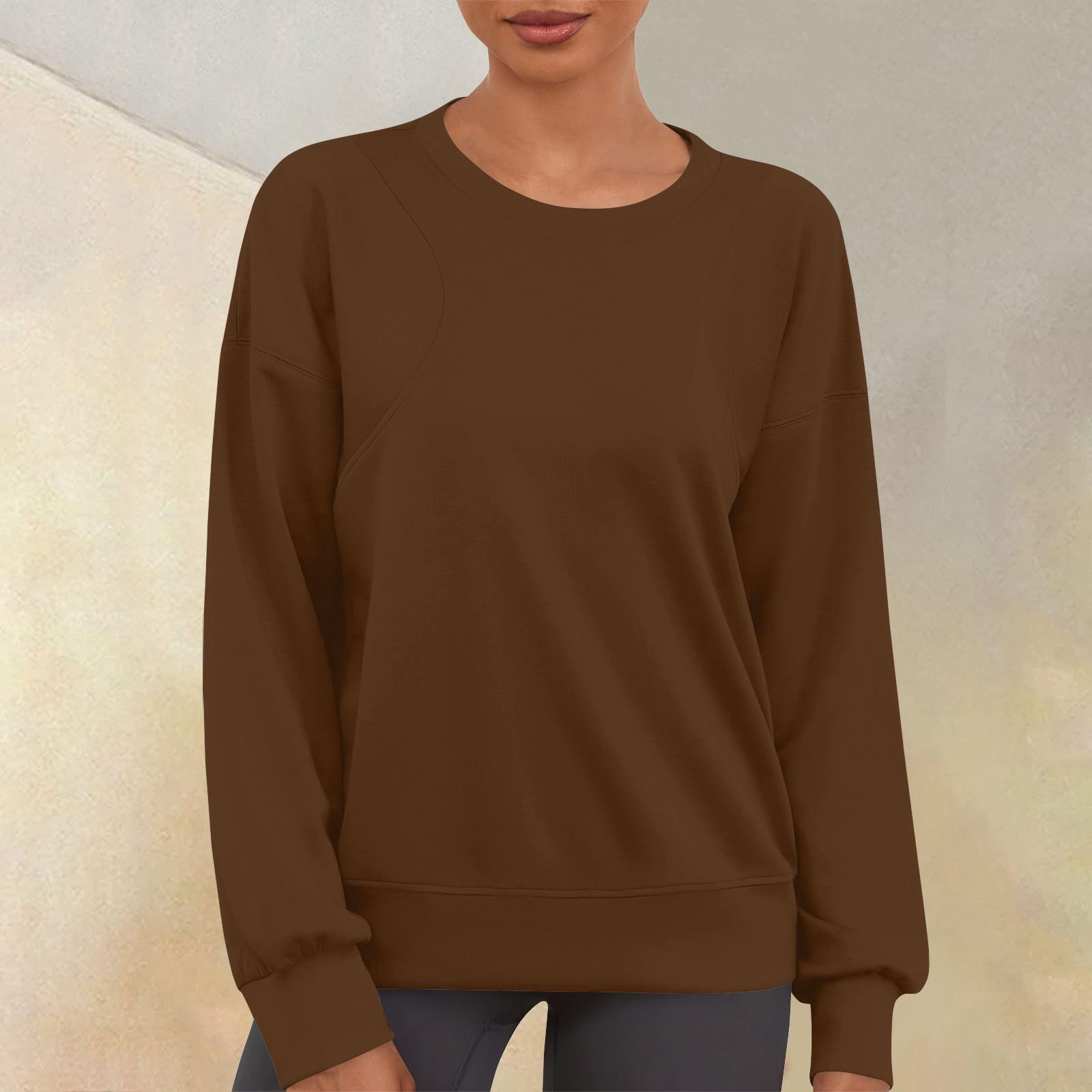 

Женский повседневный модный однотонный свитер с круглым вырезом и длинными рукавами XXXL коричневый